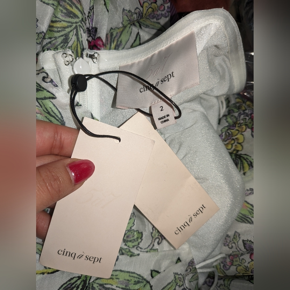 8. NWT CINQ A SEPT DOVER FLORAL HALTER NECK COTTON & SILK DRESS - Picture 8 of 8